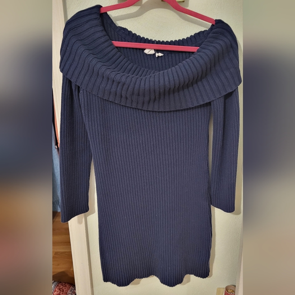 LAST CHANCE!! Somedays Lovin Deep Blue Off-Shoulder Sweater Dress